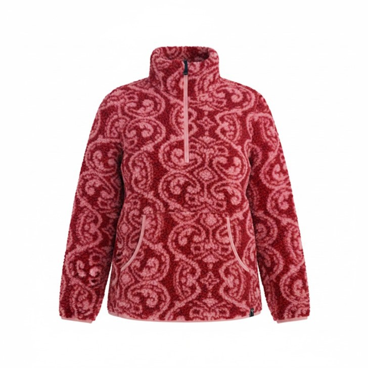 Paisley Print fél{0}}cipzáras Sherpa gyapjúdzseki