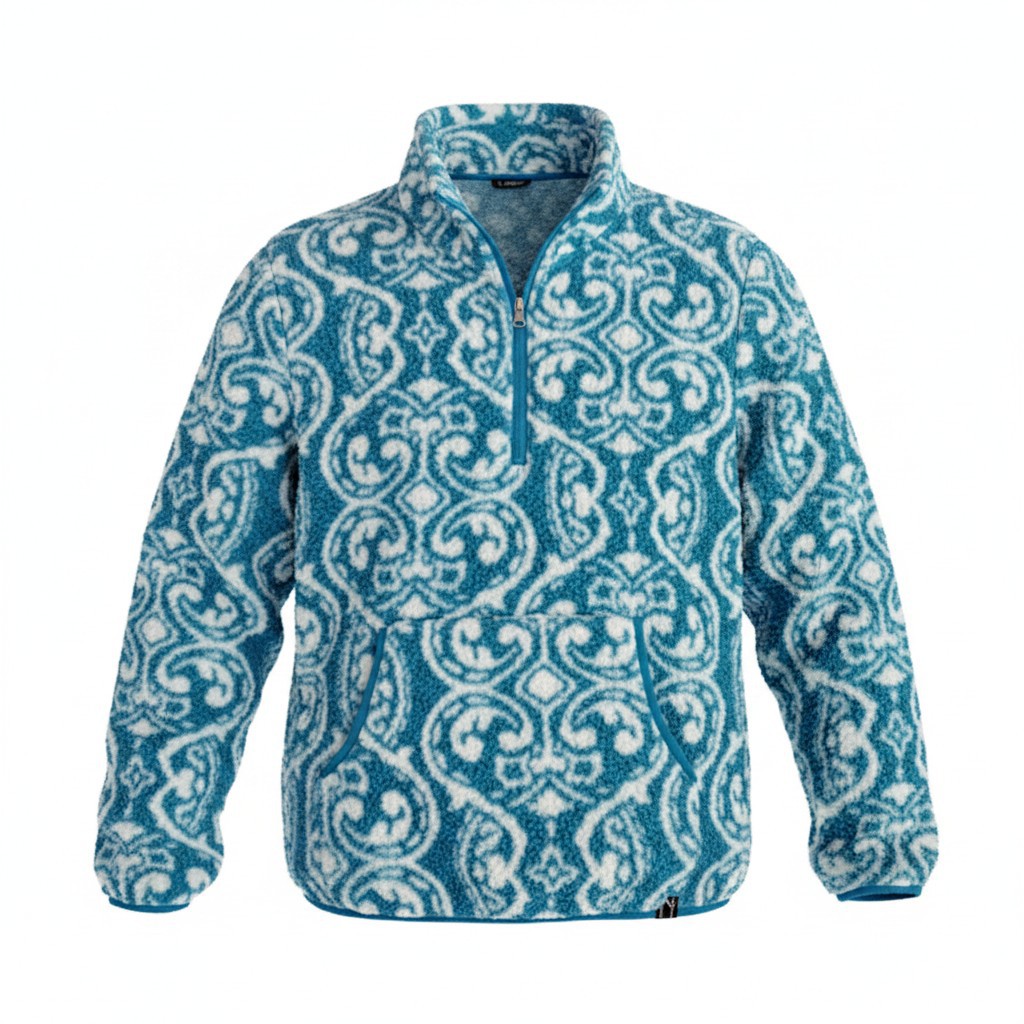 Paisley Print Half-Zip Sherpa Fleece Jacket Paisley Print Half-Zip Sherpa Fleece Jacket