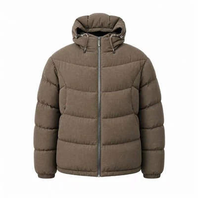 Nylon fényes fonal ívelt steppelt pufferkabát