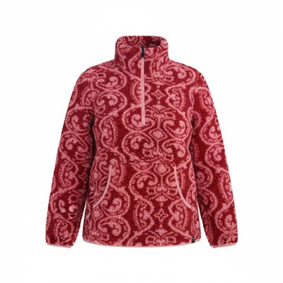 Paisley Print Half-Zip Sherpa Fleece Jacket